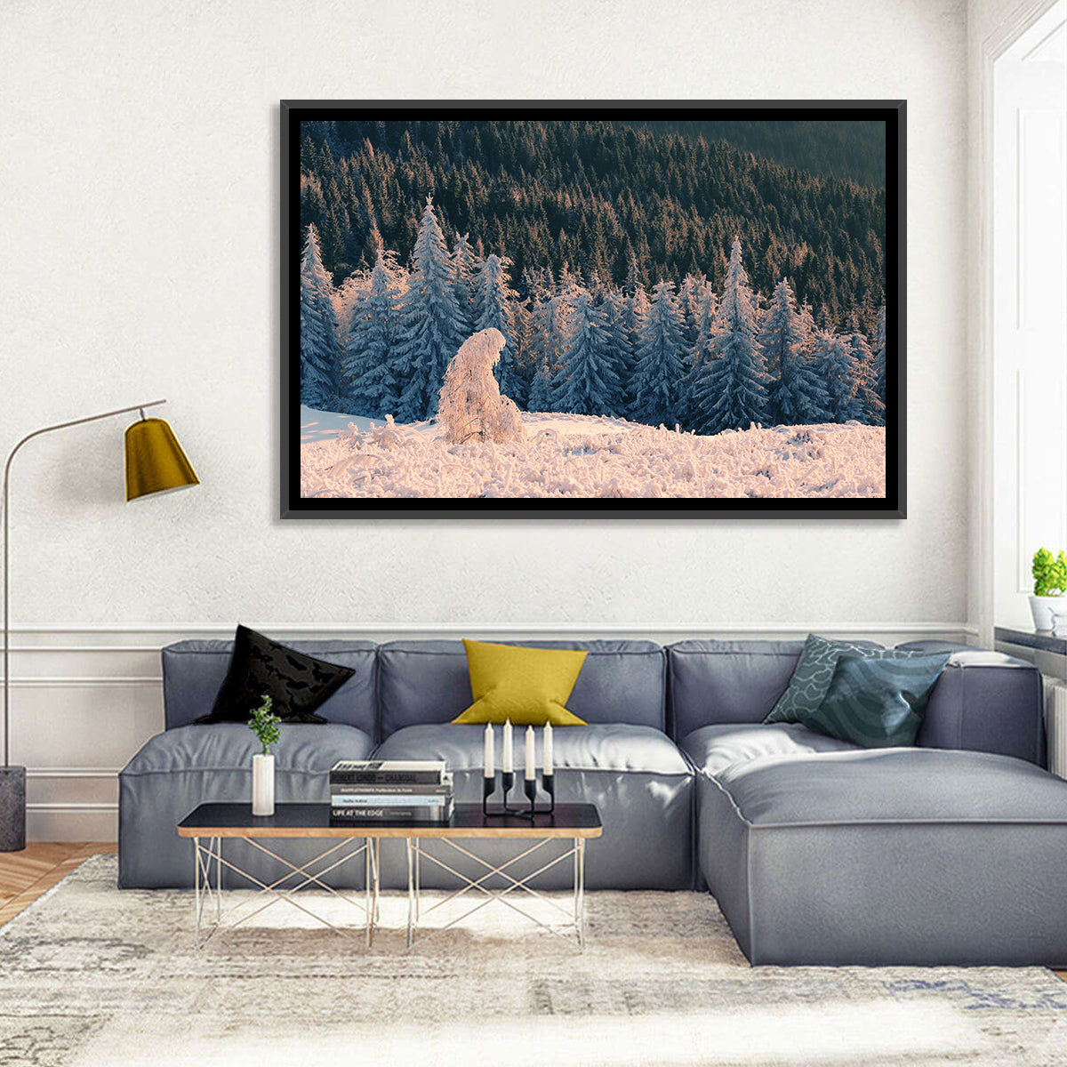 Carpathian Forest at Golden Hour Wall Art in a room, landscape