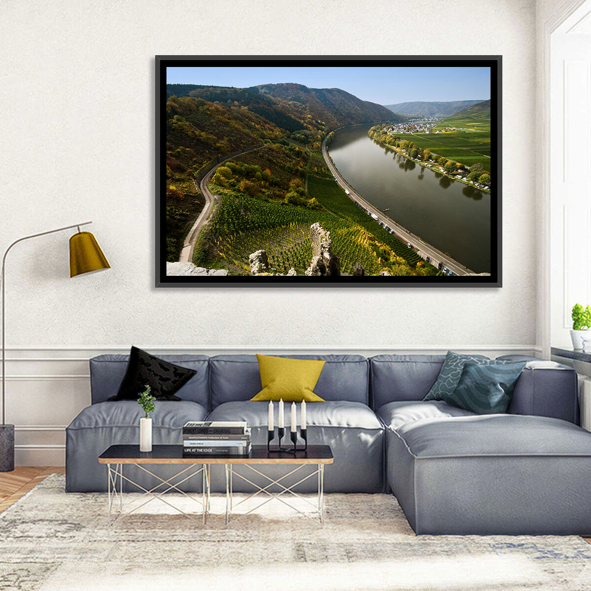 Mosel Valley at Bremm, Germany Wall Art in a room, landscape
