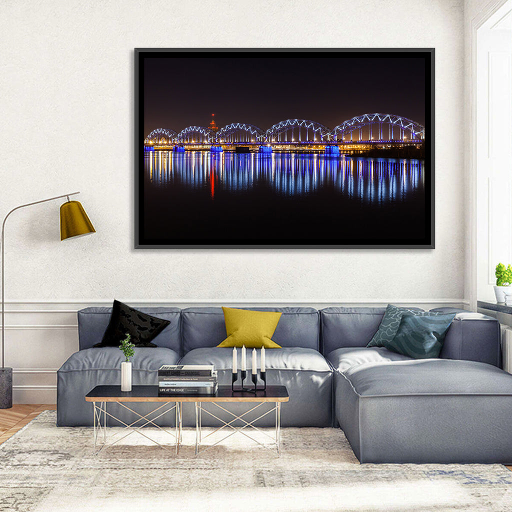Riga Railway Bridge Nightscape Wall Art
