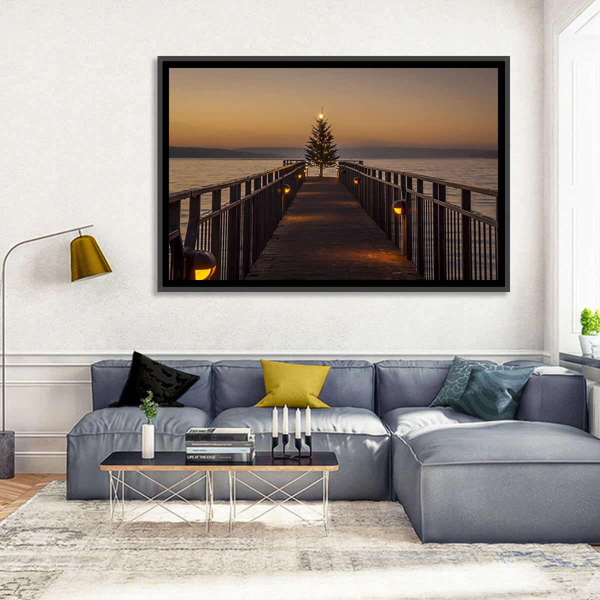 Skaneateles Lake Pier Wall Art in a room, landscape