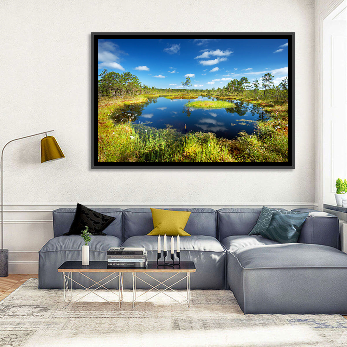 Viru Bogs Reflections Wall Art in a room, landscape