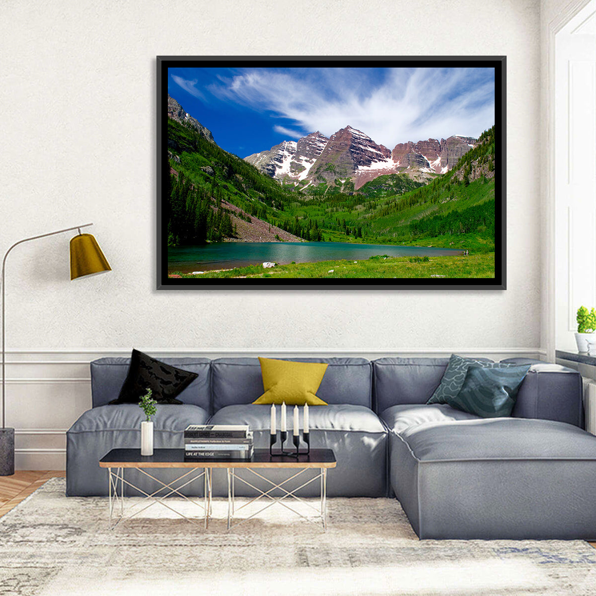 Maroon Bells Reflections at Maroon Lake Wall Art in a room, landscape