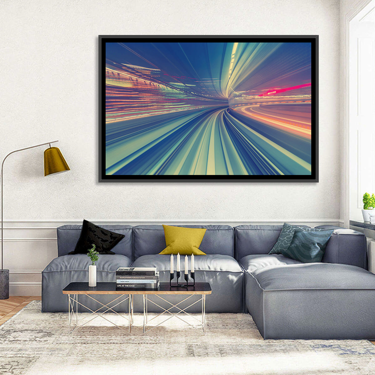 Monorail Night Light Trails Wall Art