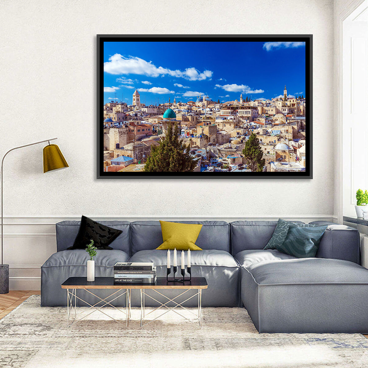 Jerusalem Old City Rooftops Wall Art in a room, landscape