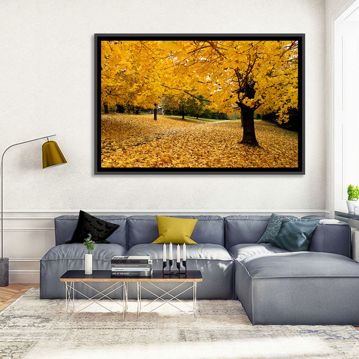 Baltimore Autumn Foliage Wall Art in a room, landscape