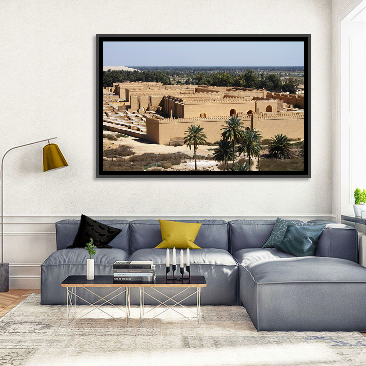 Babylon Palace Ruins Wall Art in a room, landscape