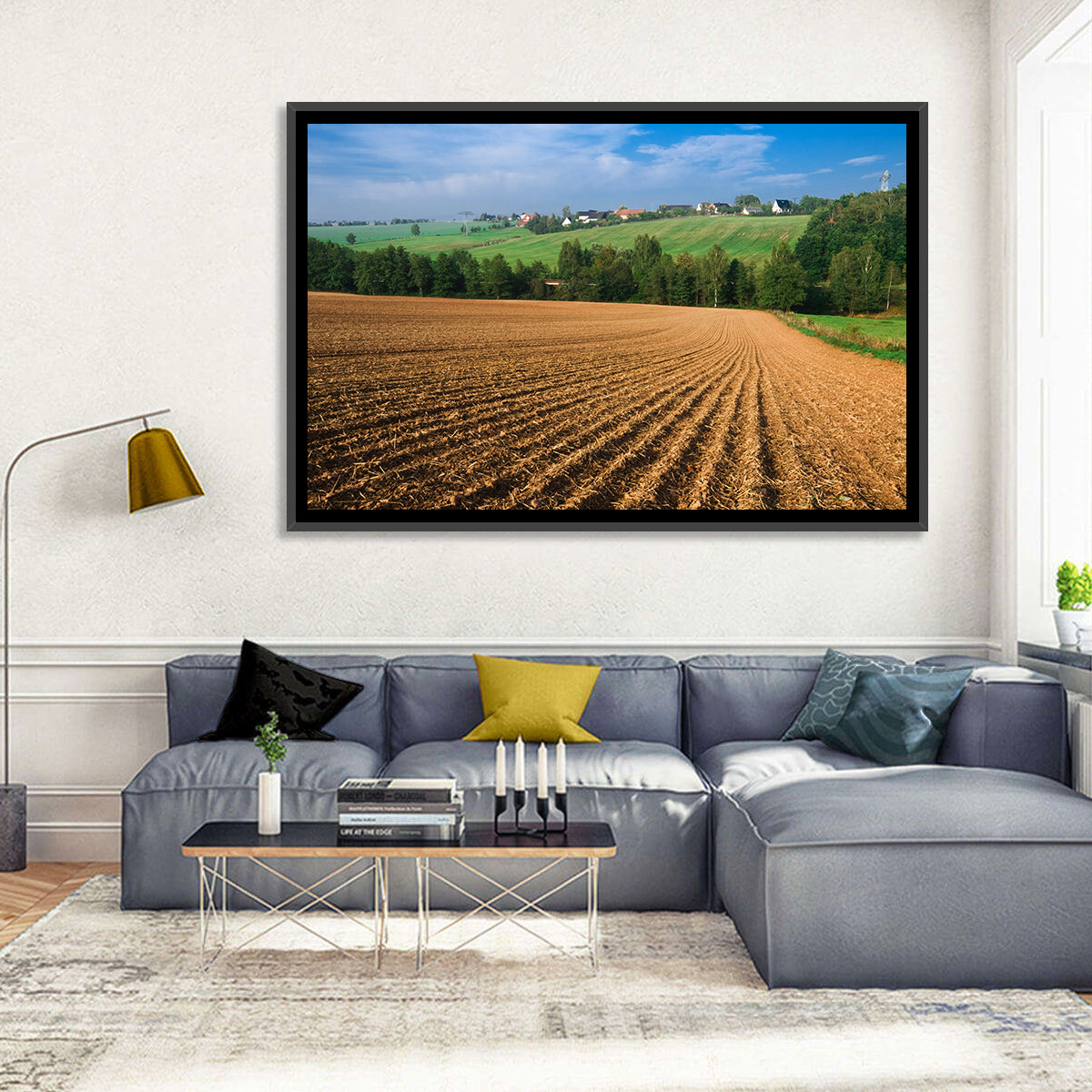 Kansas Wheat Fields Wall Art in a room, landscape