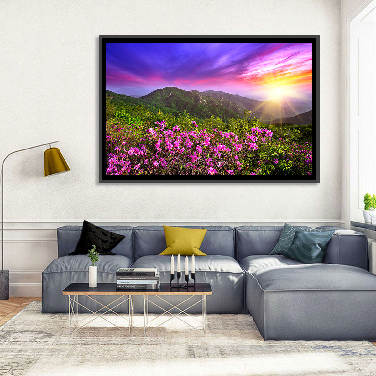 Hwangmaesan Mountain Sunset Wall Art in a room, landscape
