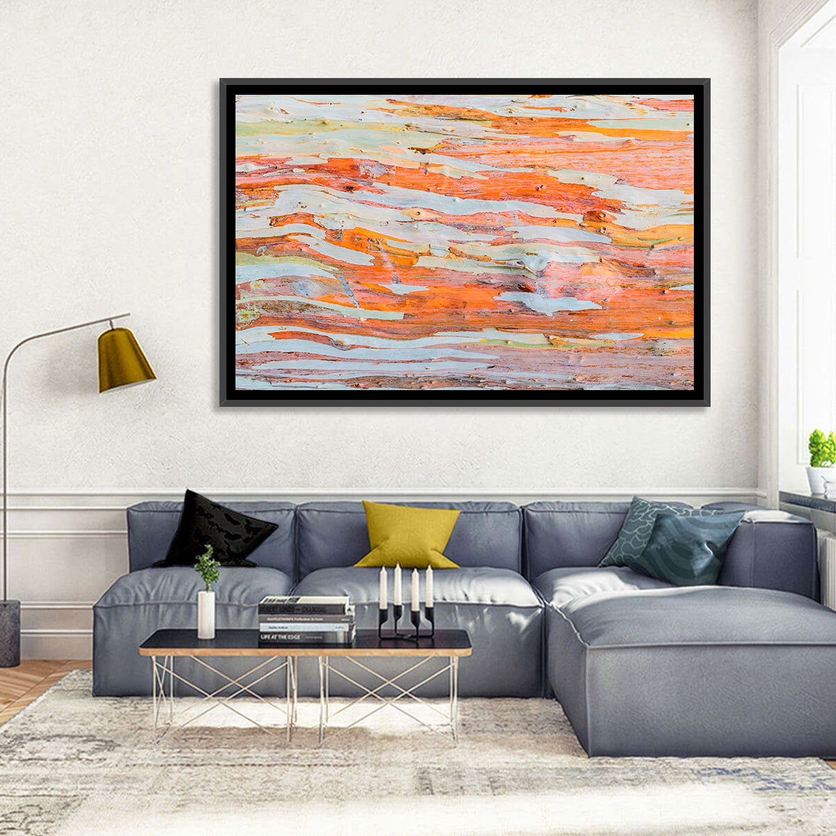 Abstract Eucalyptus Bark Layers Wall Art in a room, landscape