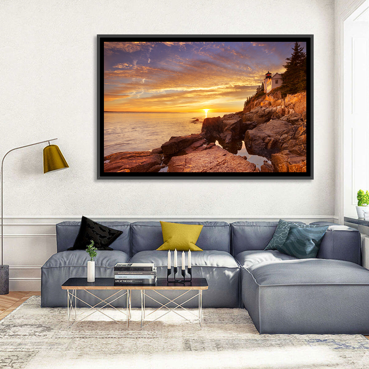 Bass Harbor Head Light at Sunset Wall Art in a room, landscape