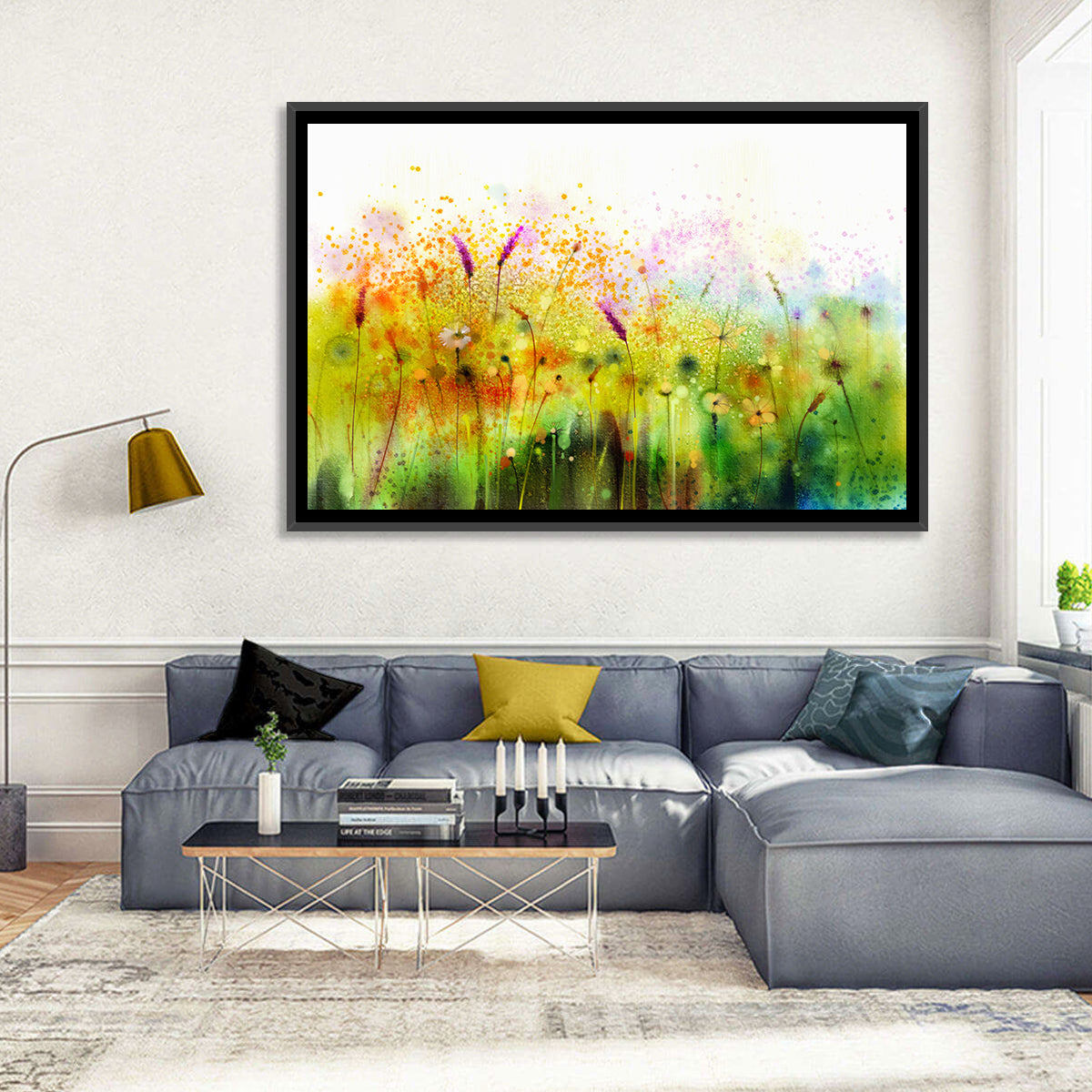 Cosmos Wildflowers Watercolor Wall Art