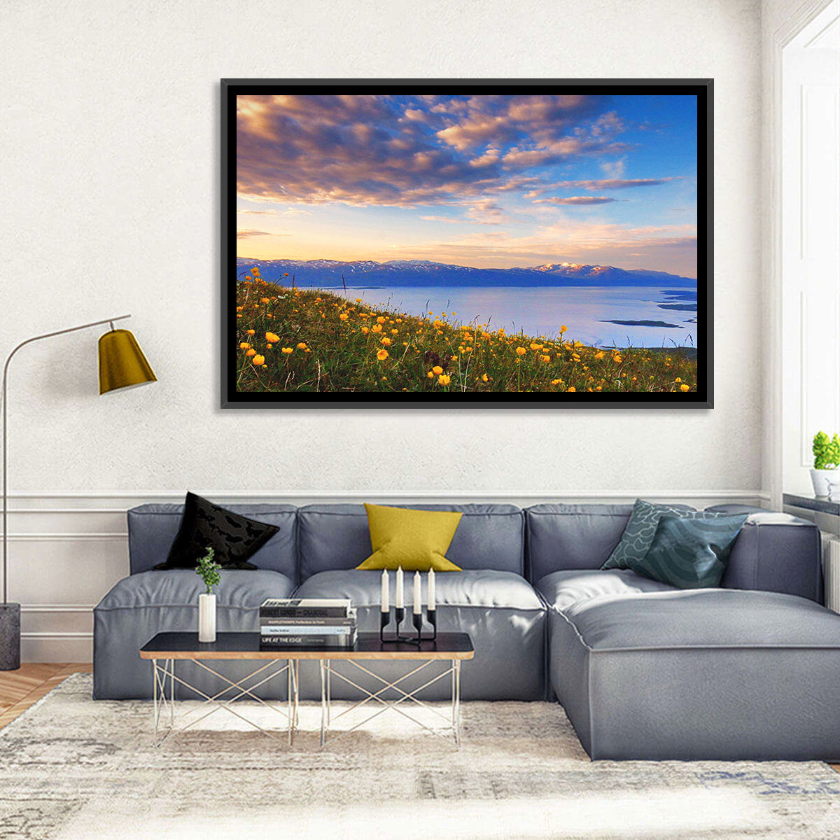 Abisko National Park Sunrise Wall Art in a room, landscape