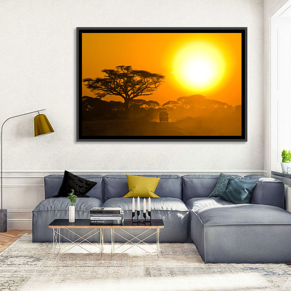 Jeep on Savannah at Sunset Wall Art