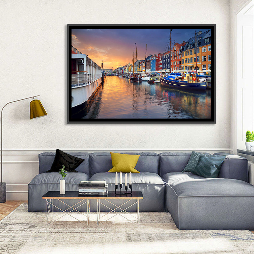 Nyhavn Canal at Sunset Wall Art