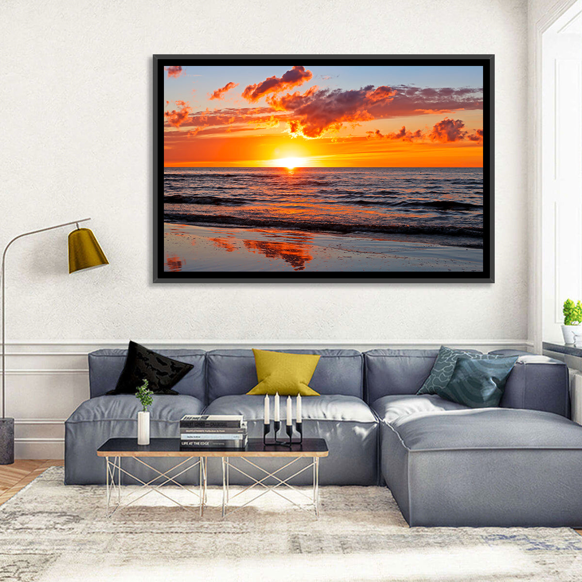 Sunset Over the Baltic Wall Art in a room, landscape
