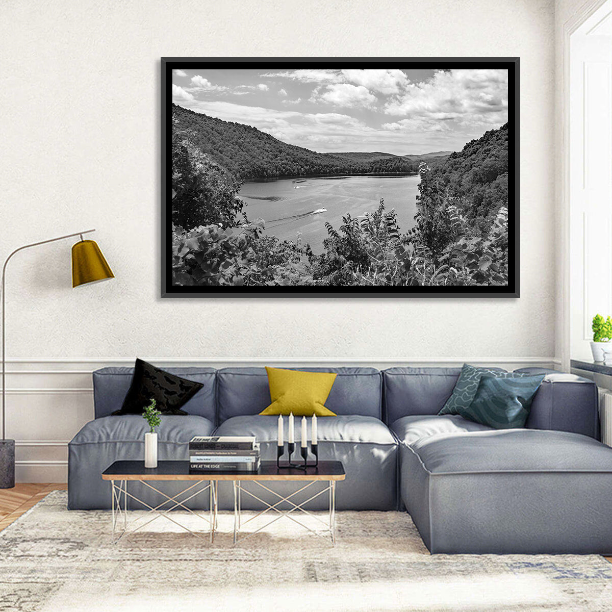 Lake Moomaw Wall Art in a room, landscape