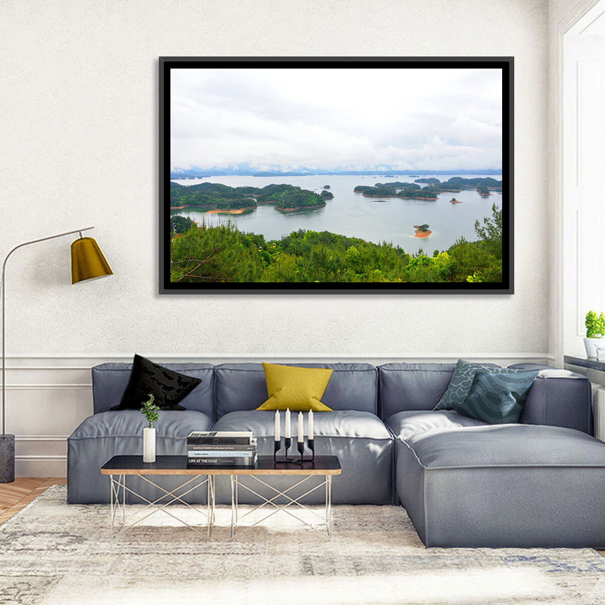 Qiandao Lake Islands View Wall Art in a room, landscape