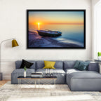 Rowboat Sunrise Seascape Wall Art