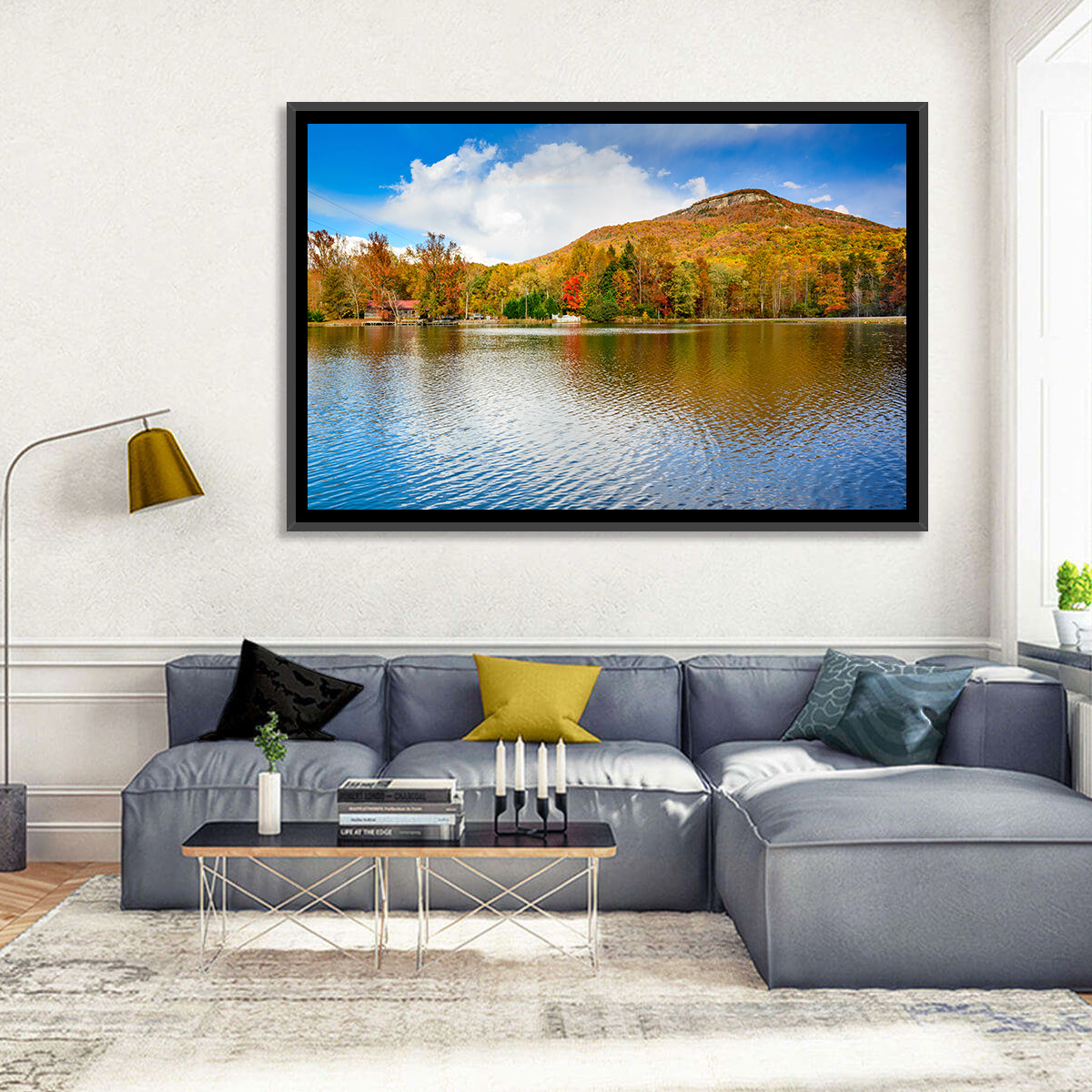 Yonah Mountain Lake View Wall Art in a room, landscape