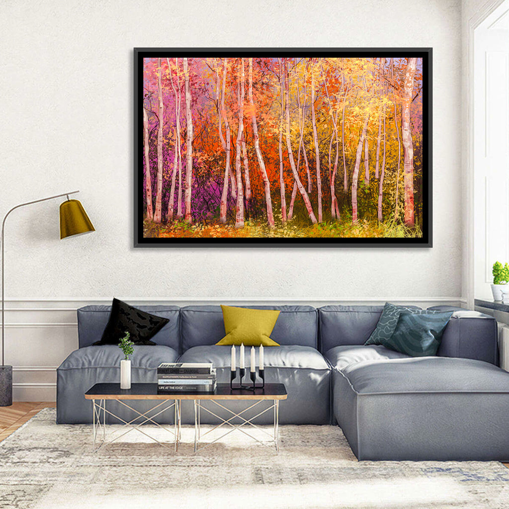 Vibrant Autumn Birch Grove Wall Art