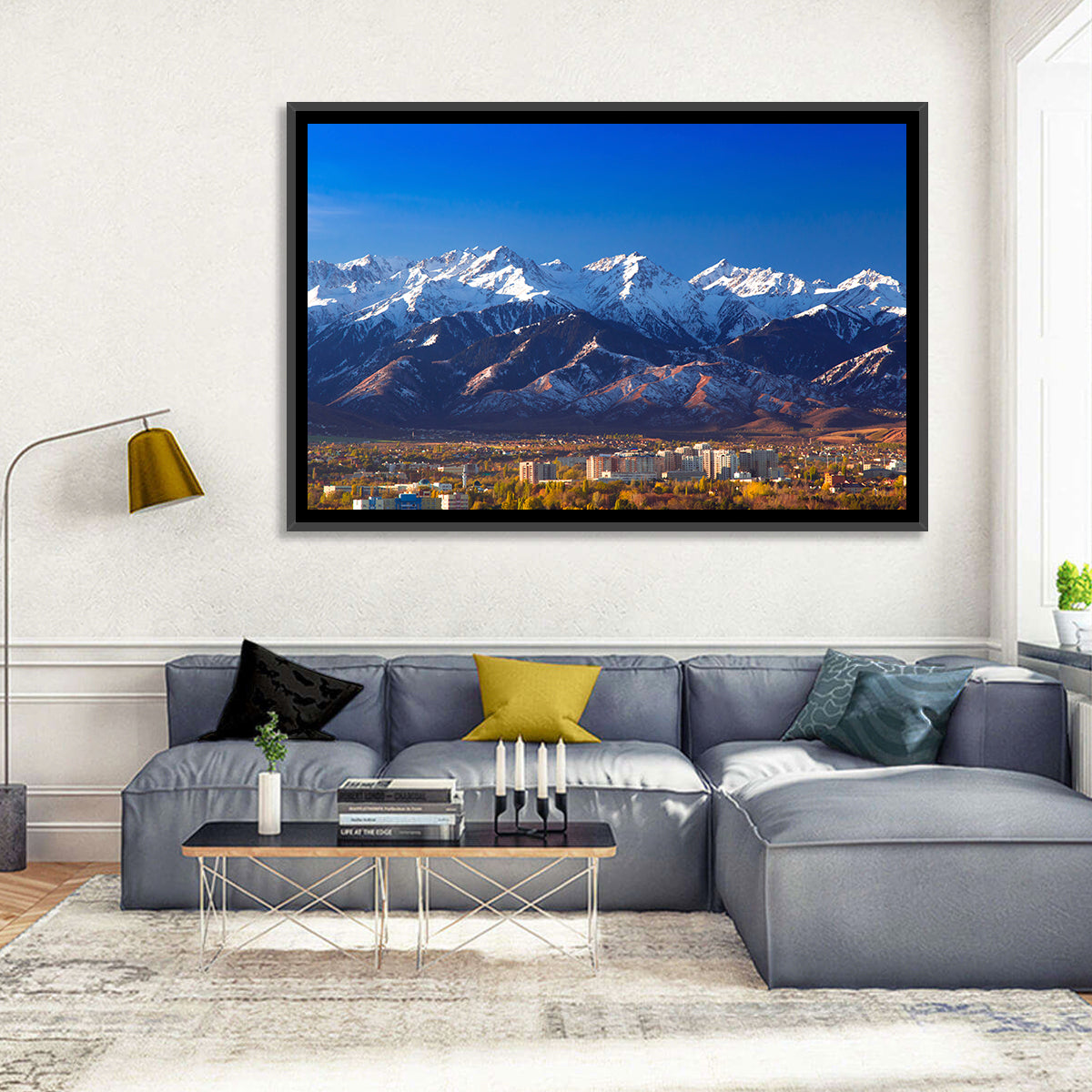 Almaty Snow-capped Trans-ili Alatau Wall Art in a room, landscape