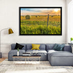 Hay Bales at Sunset Wall Art