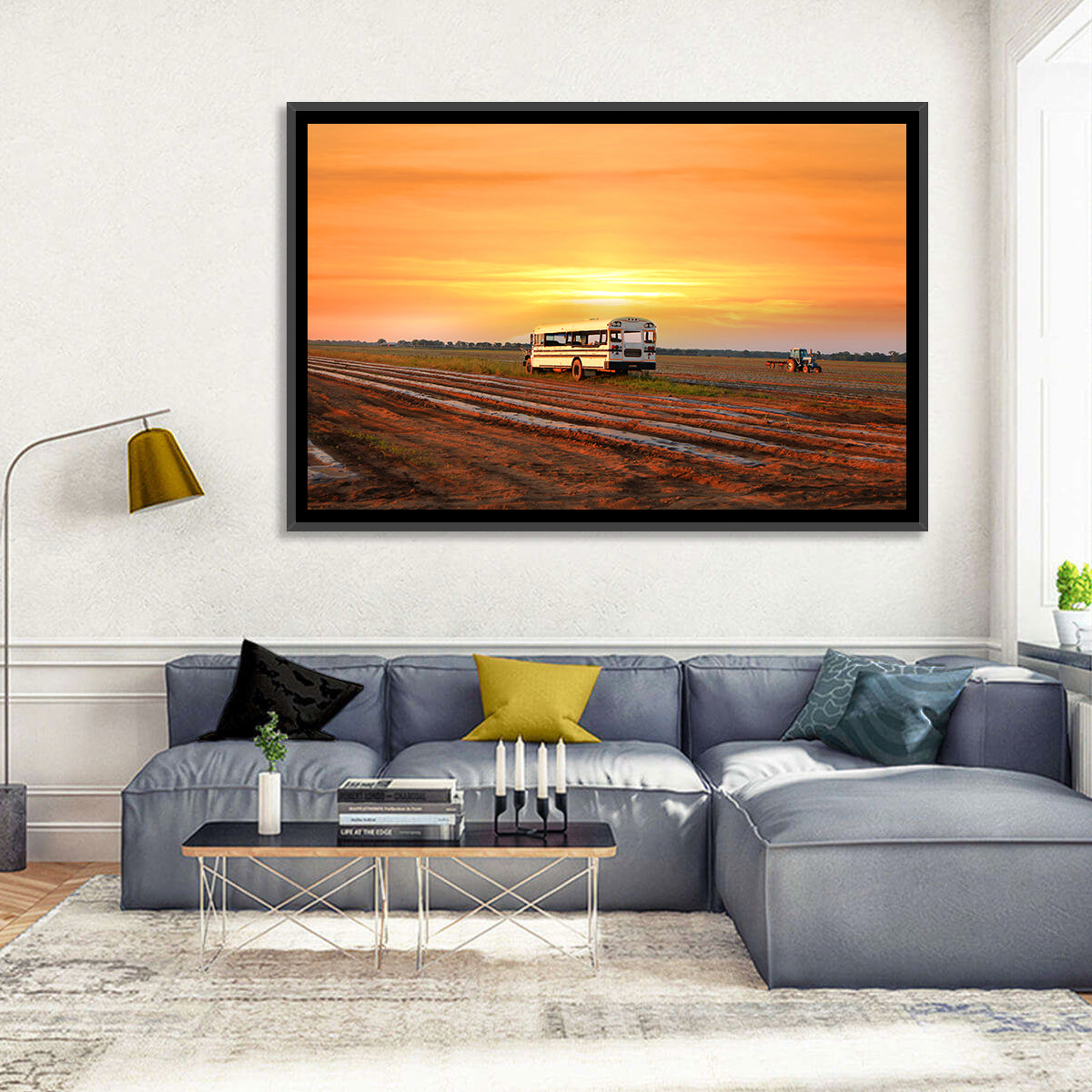 Indiana Farm Field at Golden Hour Wall Art in a room, landscape