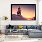 Snowy Sunset with Conifer Wall Art