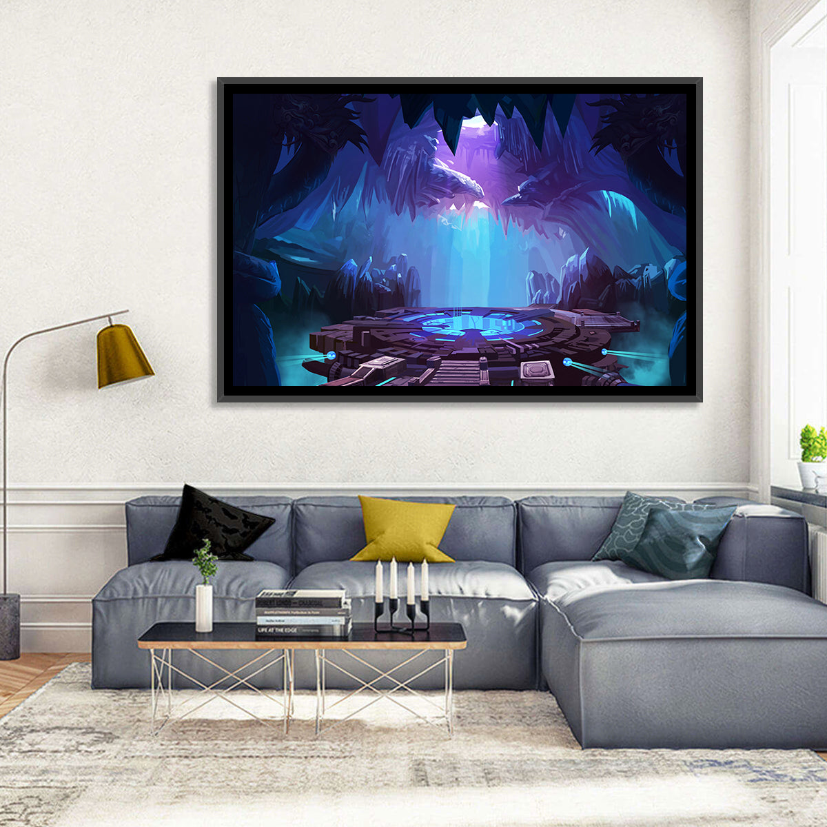 Alien Cave with Glowing Portal Wall Art in a room, landscape