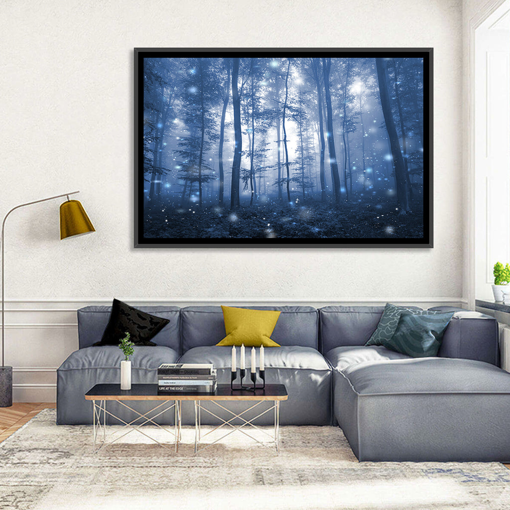 Blue Mist Forest at Twilight Wall Art