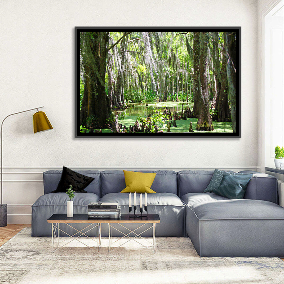 Louisiana Cypress Swamp Wall Art in a room, landscape