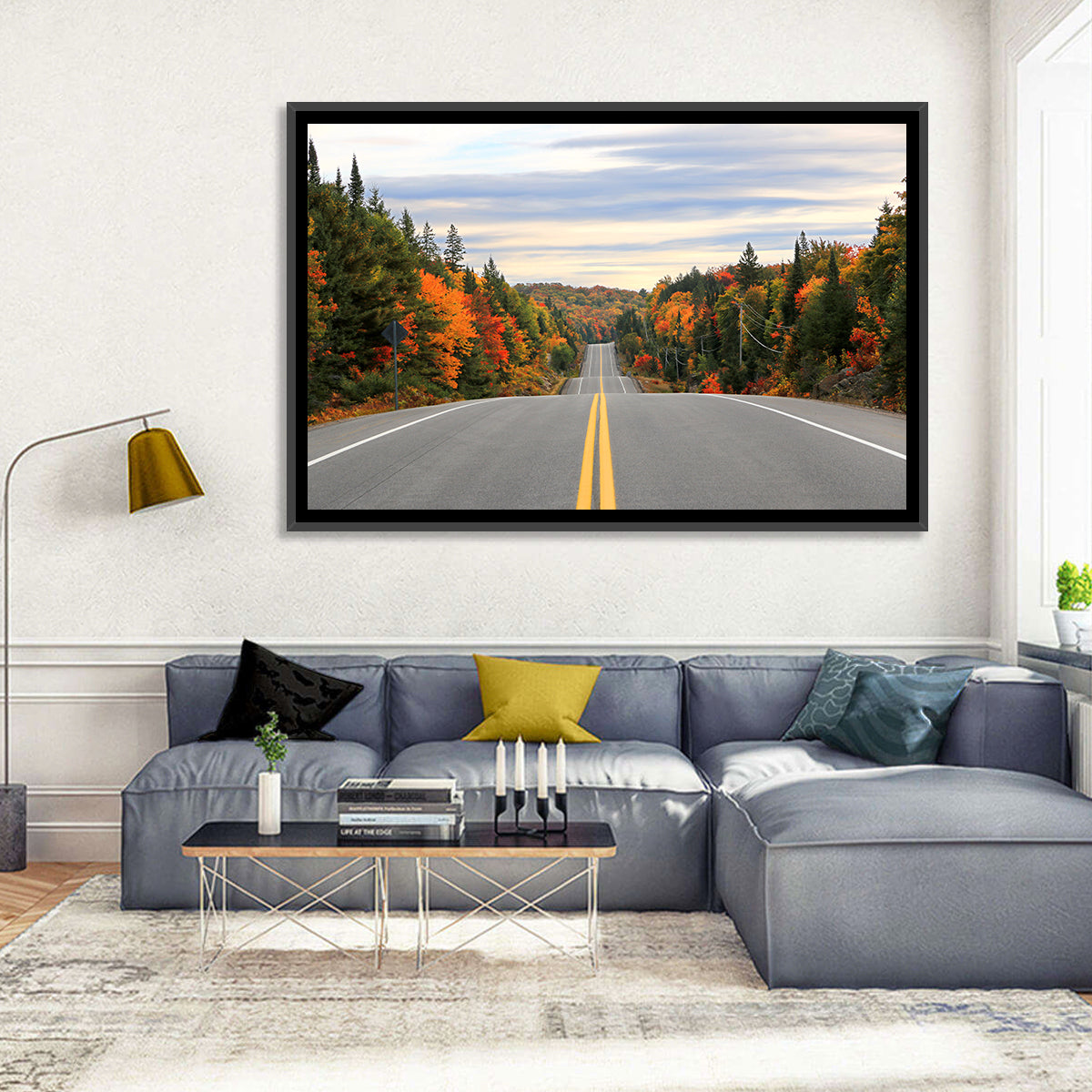 Algonquin Park Road Wall Art in a room, landscape