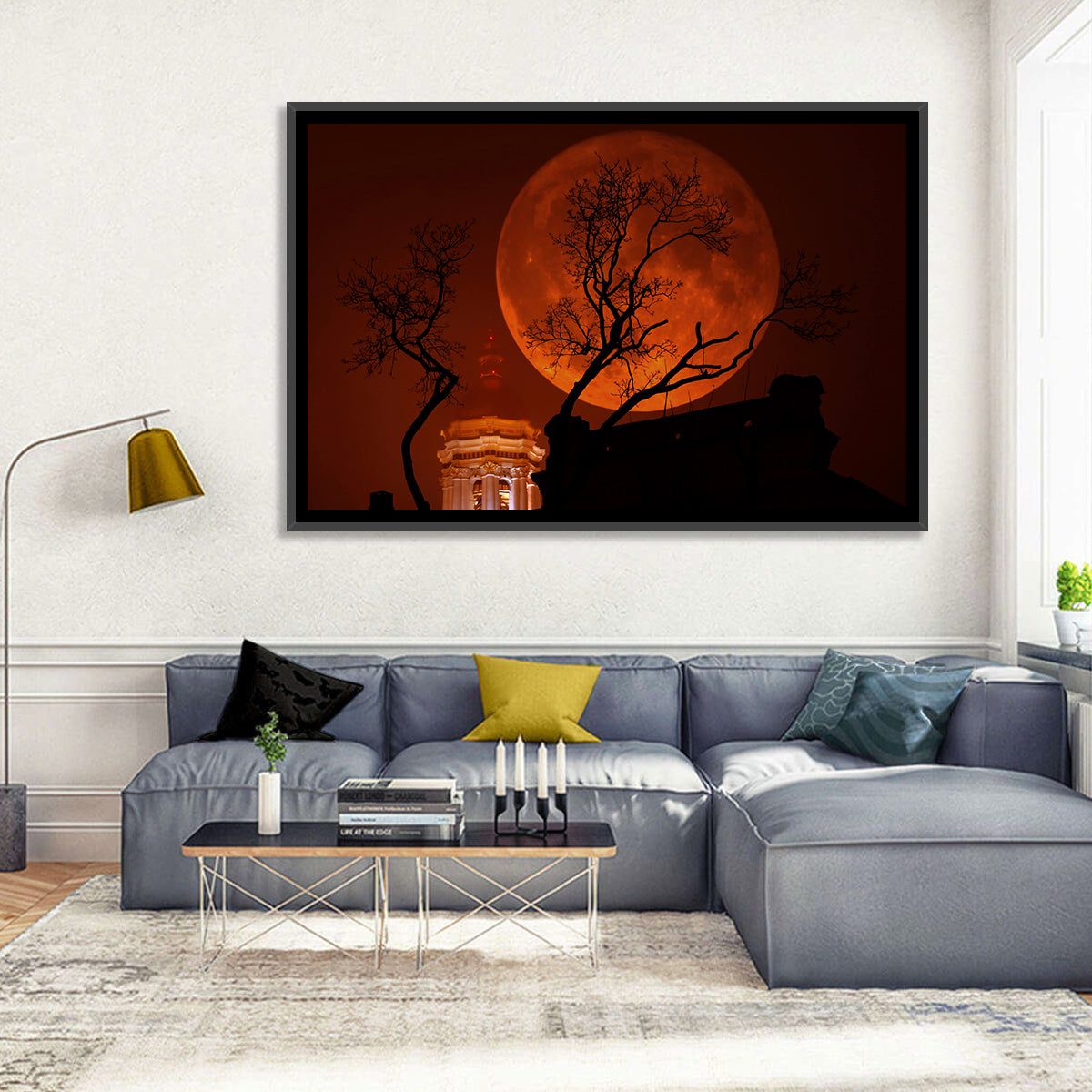 Haunted Supermoon Over Church Spire Wall Art