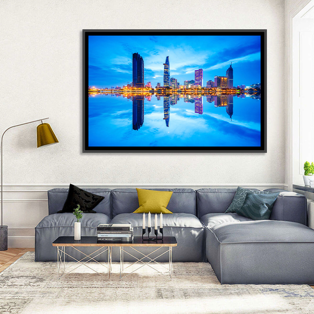 Ho Chi Minh City Skyline at Twilight Wall Art in a room, landscape