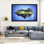 Surreal Floating Island with Waterfalls Wall Art