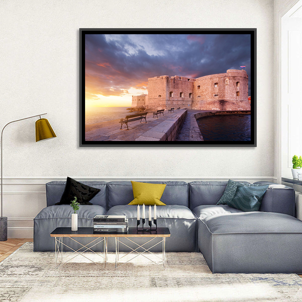 Fort Bokar at Sunset, Dubrovnik Wall Art in a room, landscape