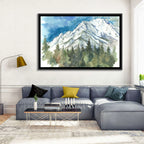 Snowy Mountain Watercolor Wall Art