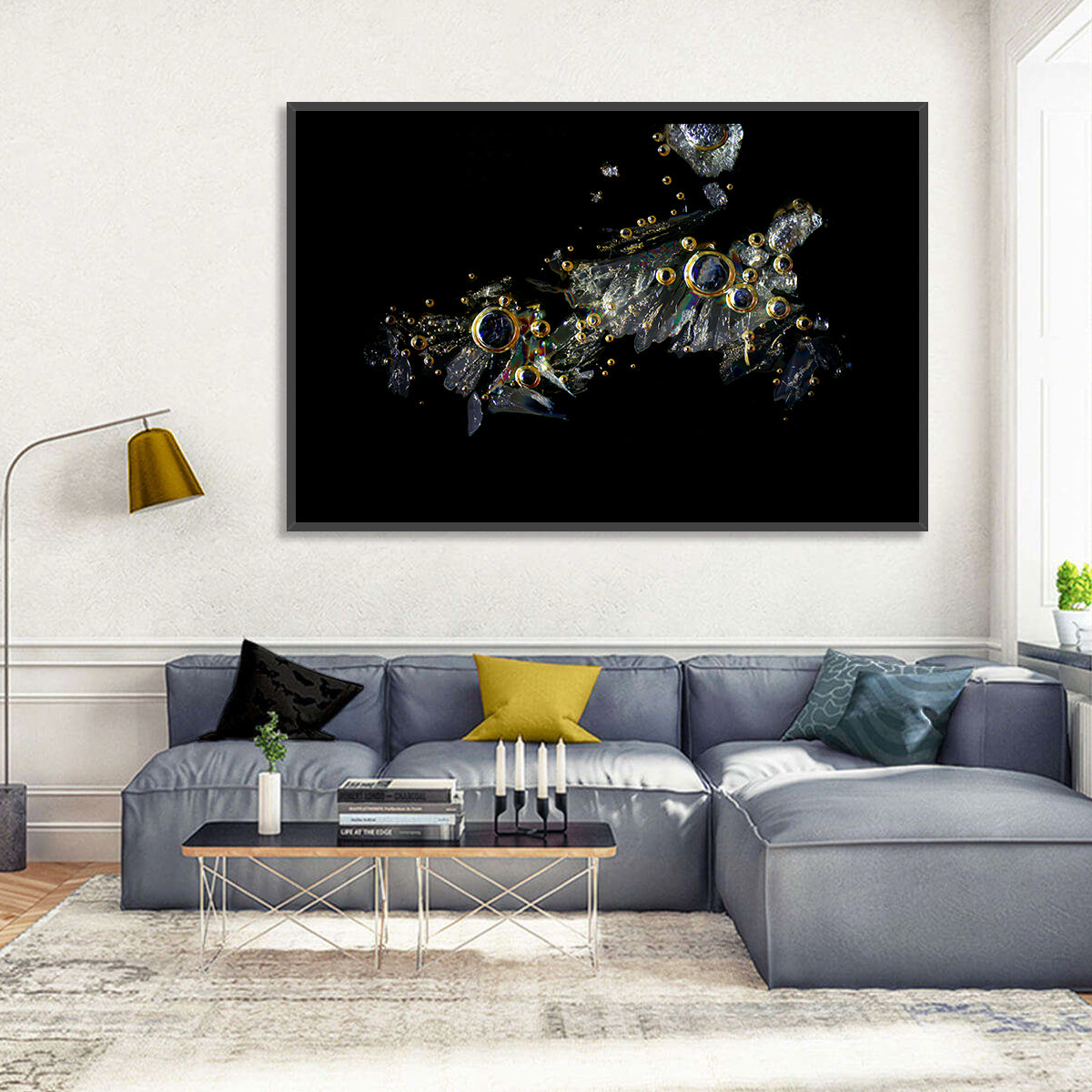 Microscopic Vitamin C Crystals Wall Art in a room, landscape