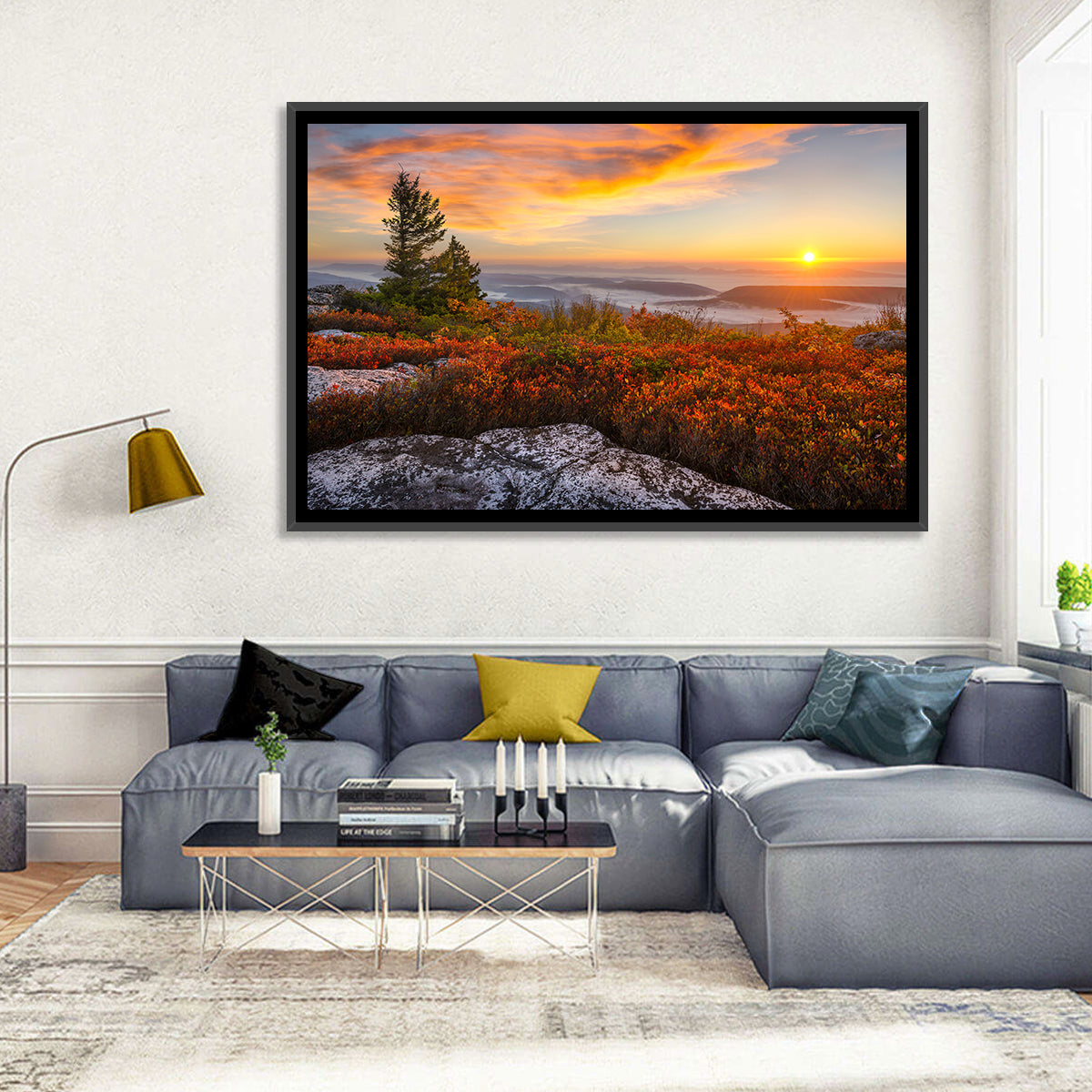 Sunrise Over Dolly Sods Wall Art in a room, landscape