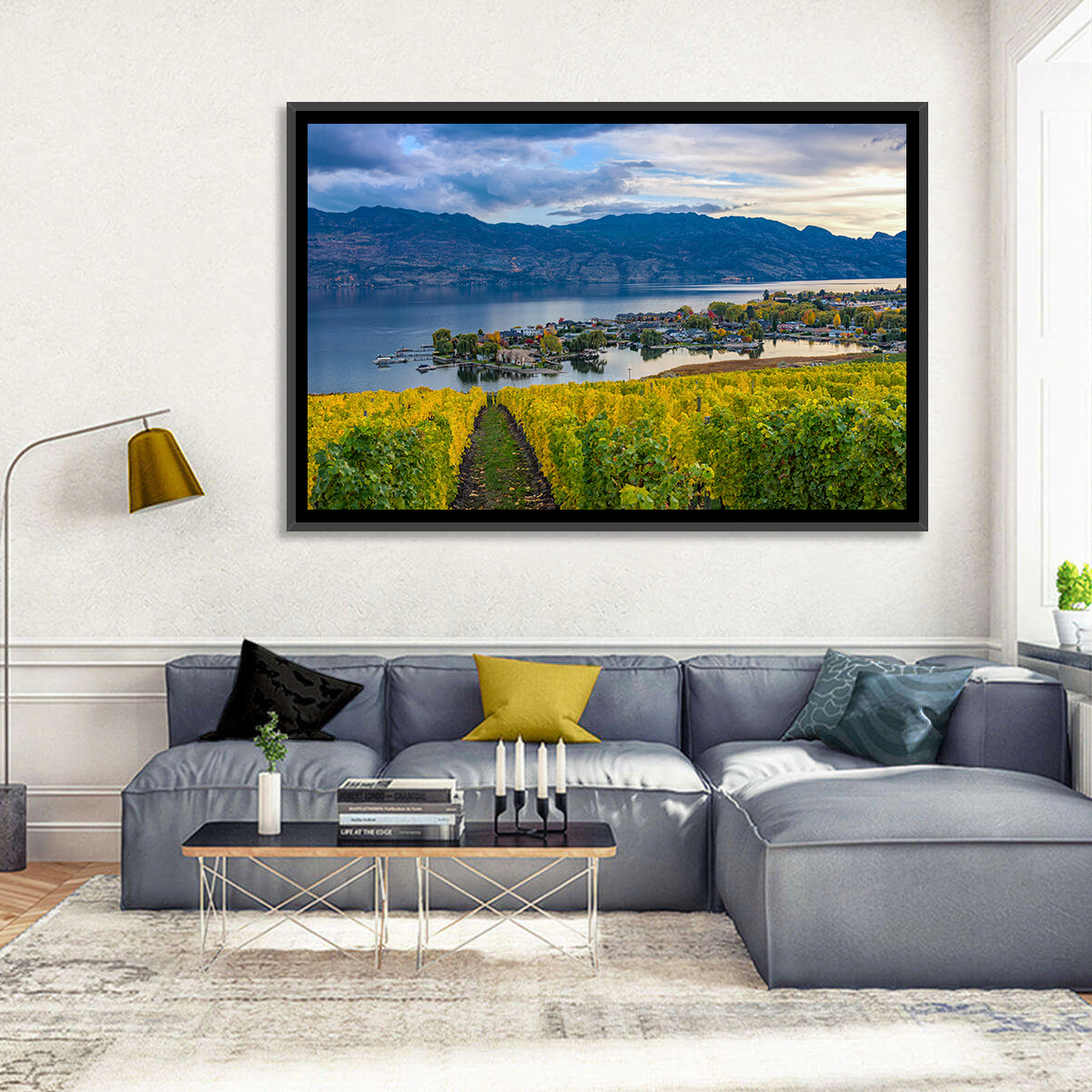 Okanagan Lake Vineyard, Kelowna Wall Art in a room, landscape