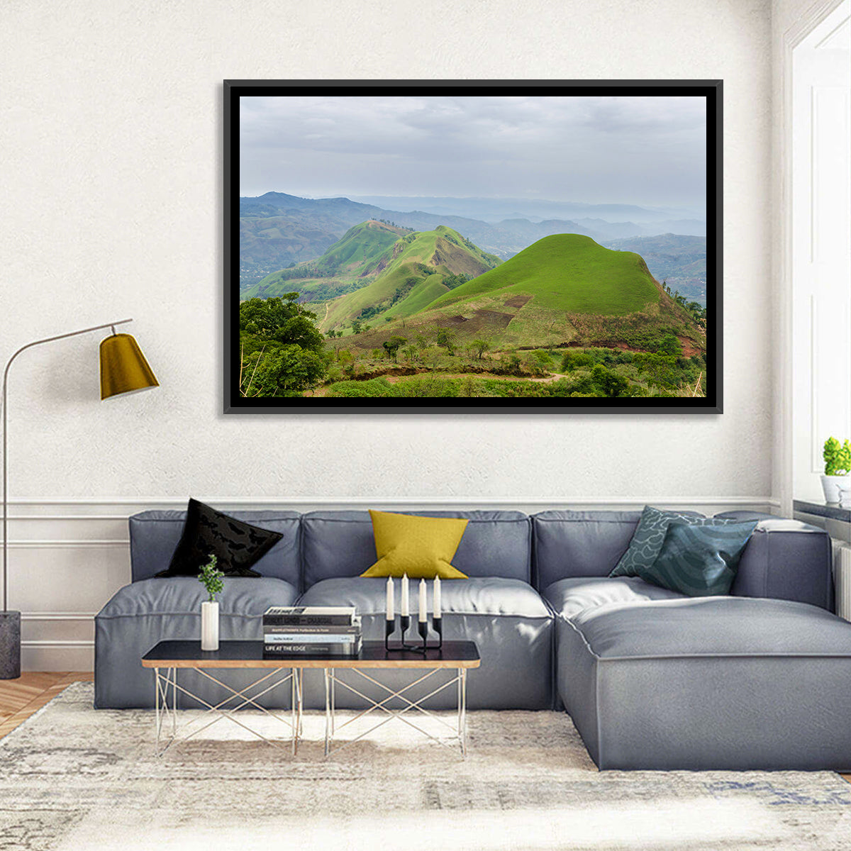 Rolling Summer Hills Wall Art in a room, landscape