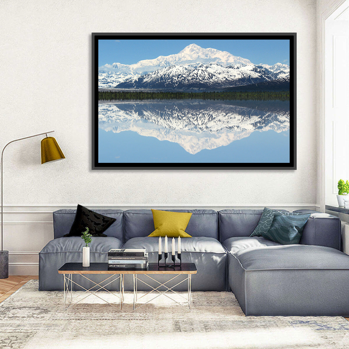 Denali Peak Reflection Wall Art in a room, landscape