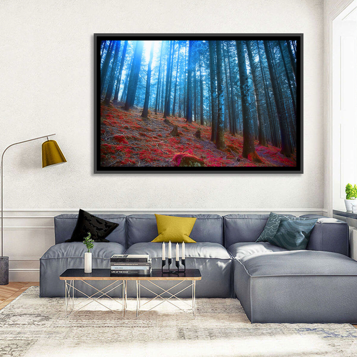 Enchanted Red Moss Forest Wall Art