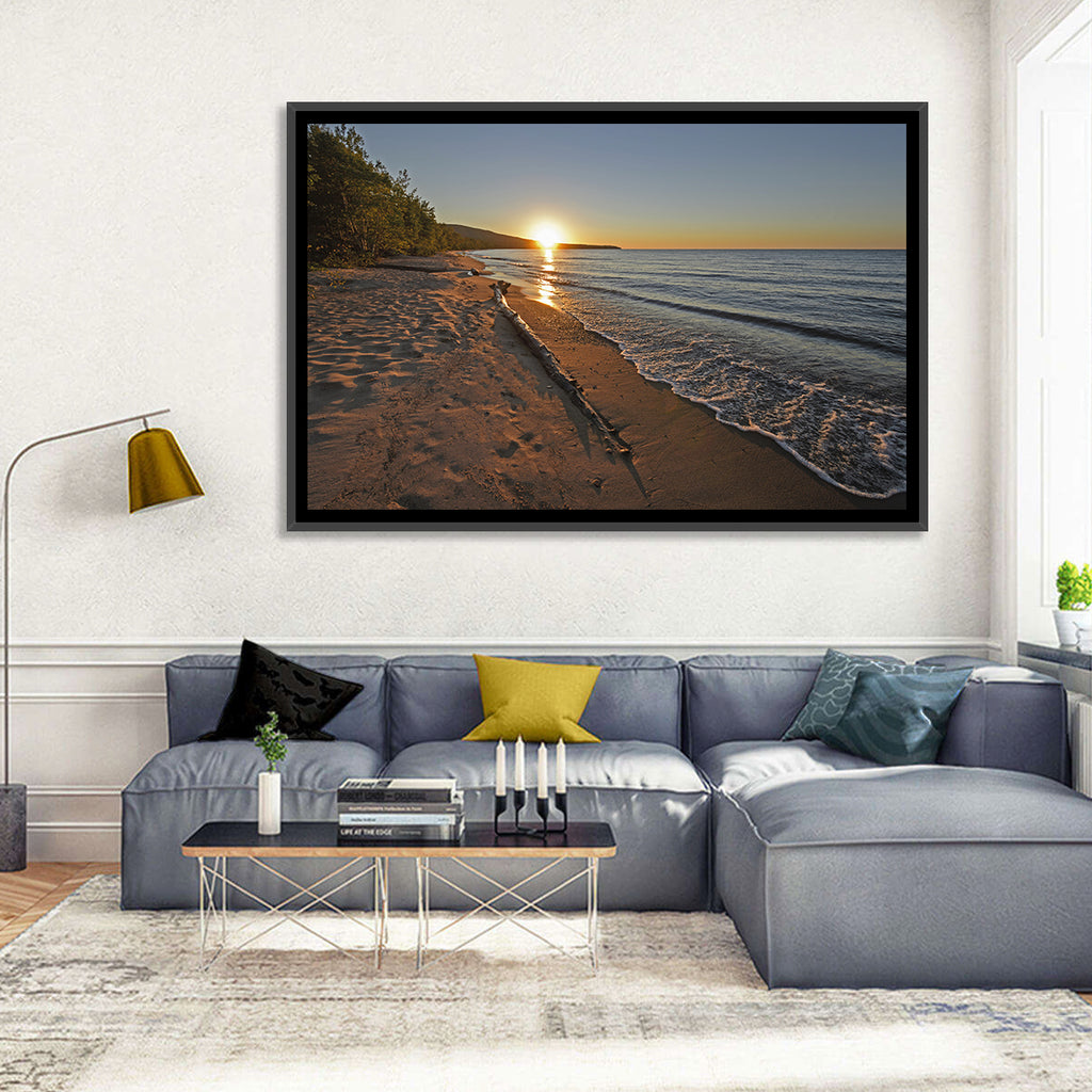 Lake Superior Driftwood Beach Sunset Wall Art