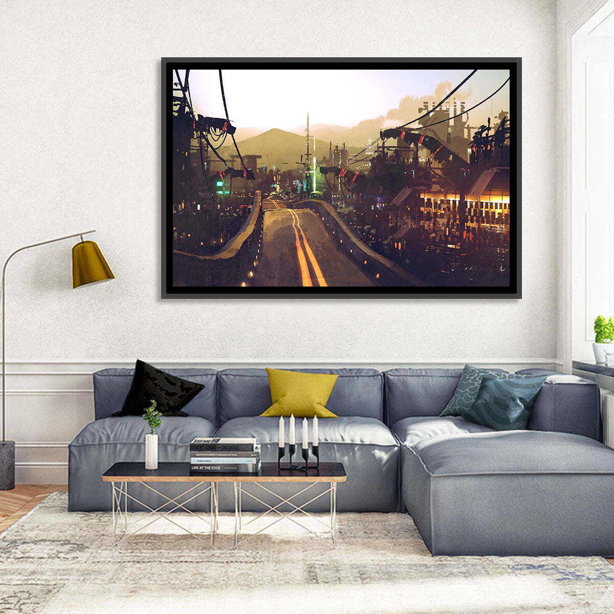 Futuristic Highway at Dusk Wall Art