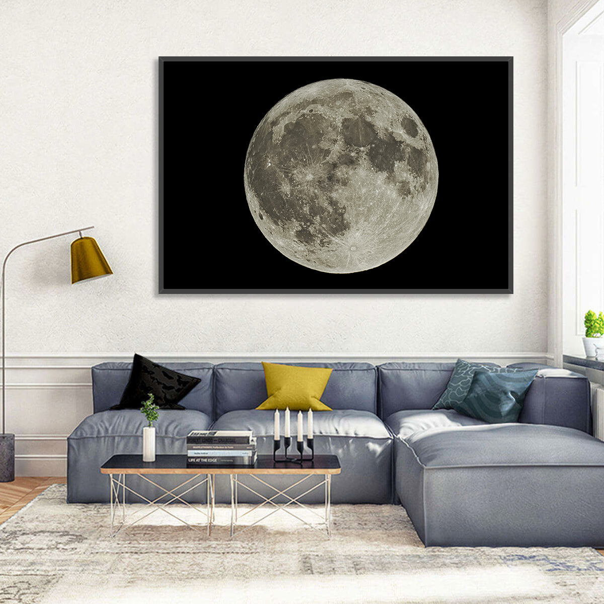 Full Moon with Tycho Rays Wall Art in a room, landscape