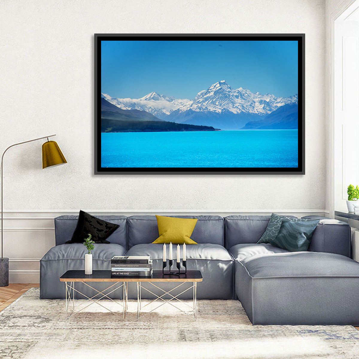 Aoraki Over Lake Pukaki Wall Art in a room, landscape
