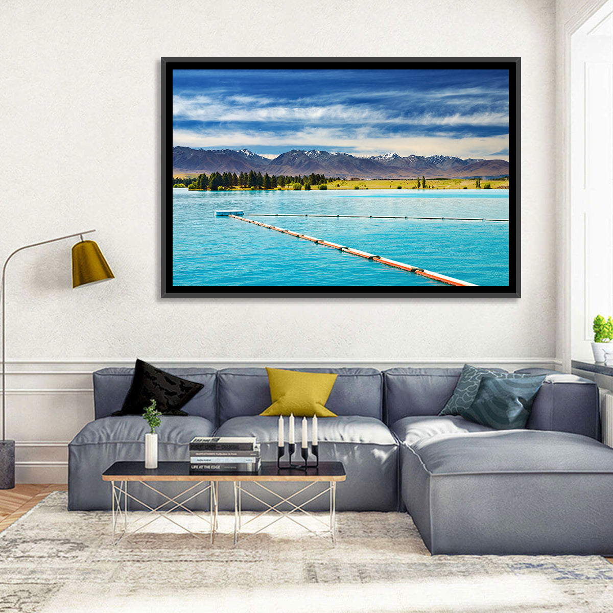 Lake Ruataniwha Landscape Wall Art in a room, landscape