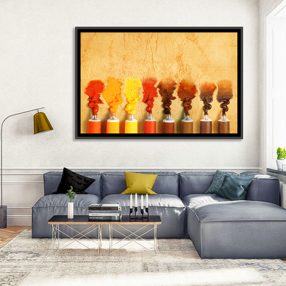 Impasto Paint Tubes Wall Art in a room, landscape