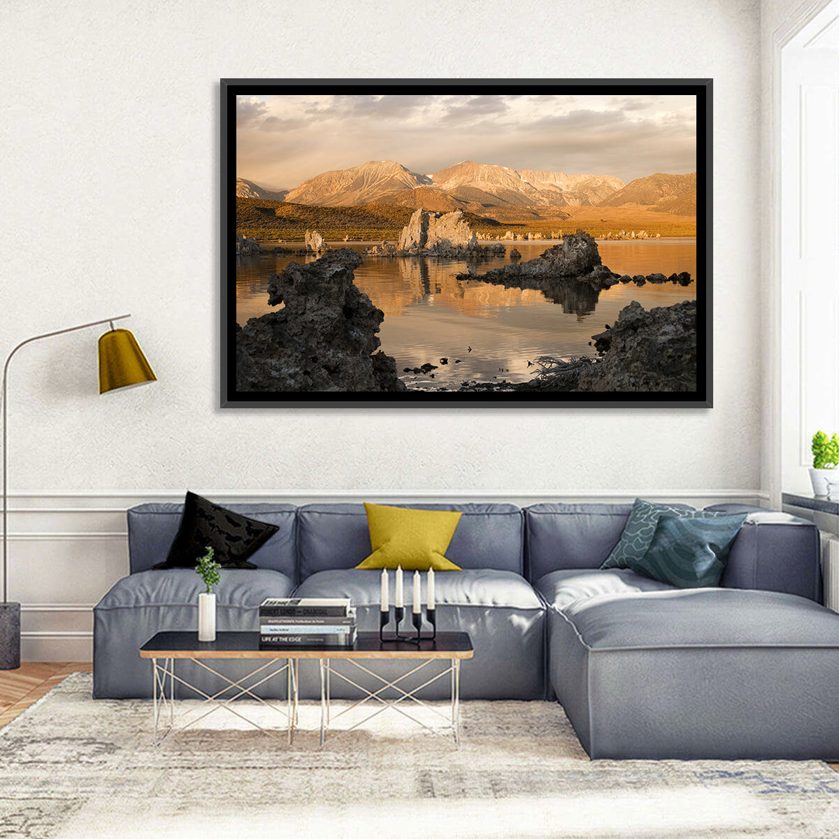 Mono Lake Tufa at Golden Hour Wall Art in a room, landscape